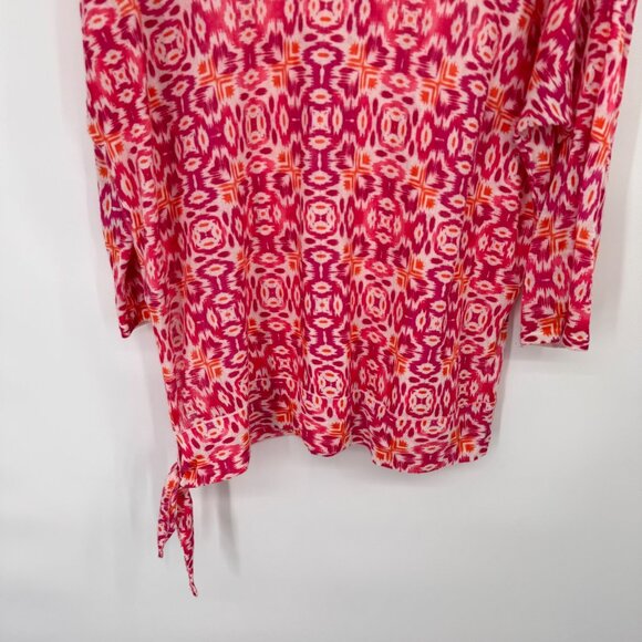 Chicos 1 Womens Pink  Orange Geometric Print sweater Tunic Top Size medium - Picture 10 of 12
